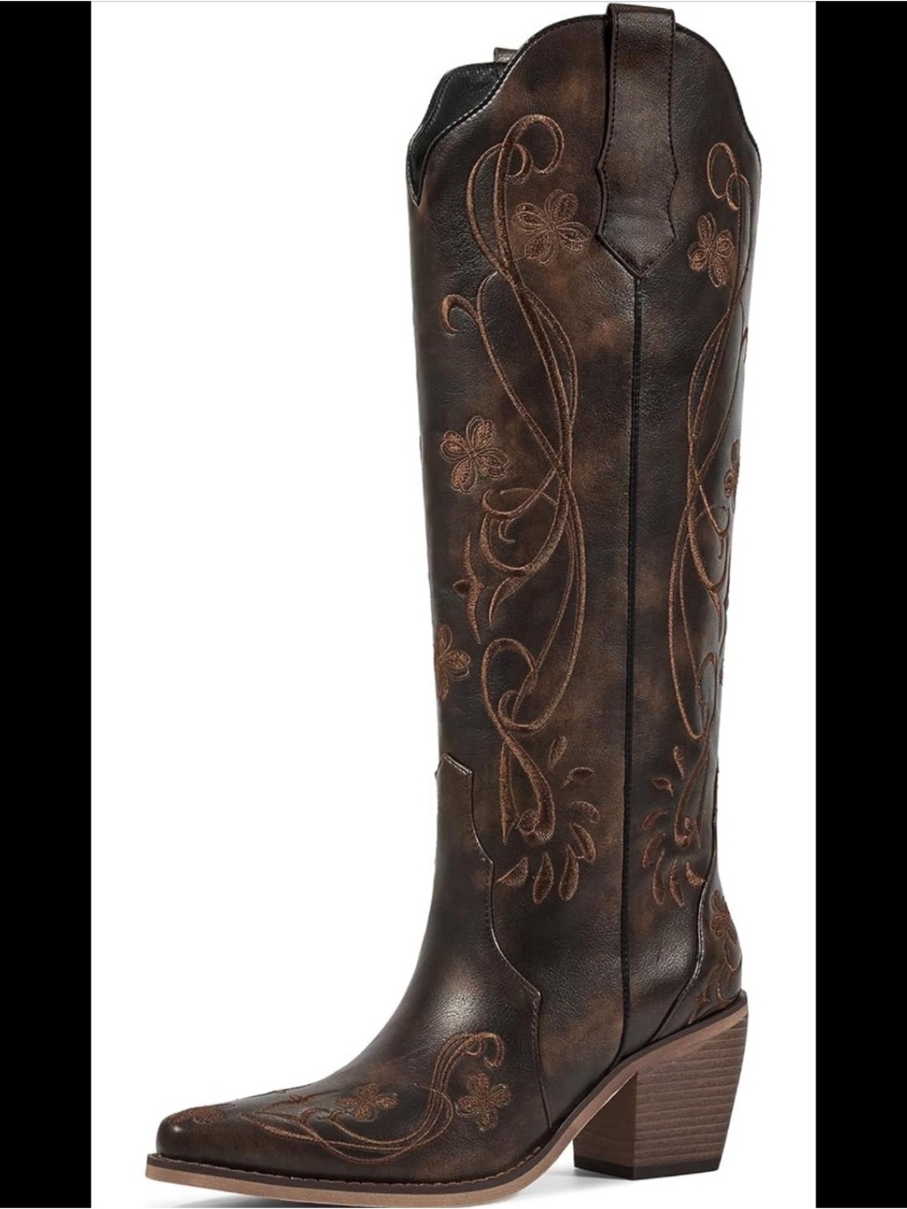 Women’s Knee High Brown Embroidered Over-the-Knee Western Boots size 9